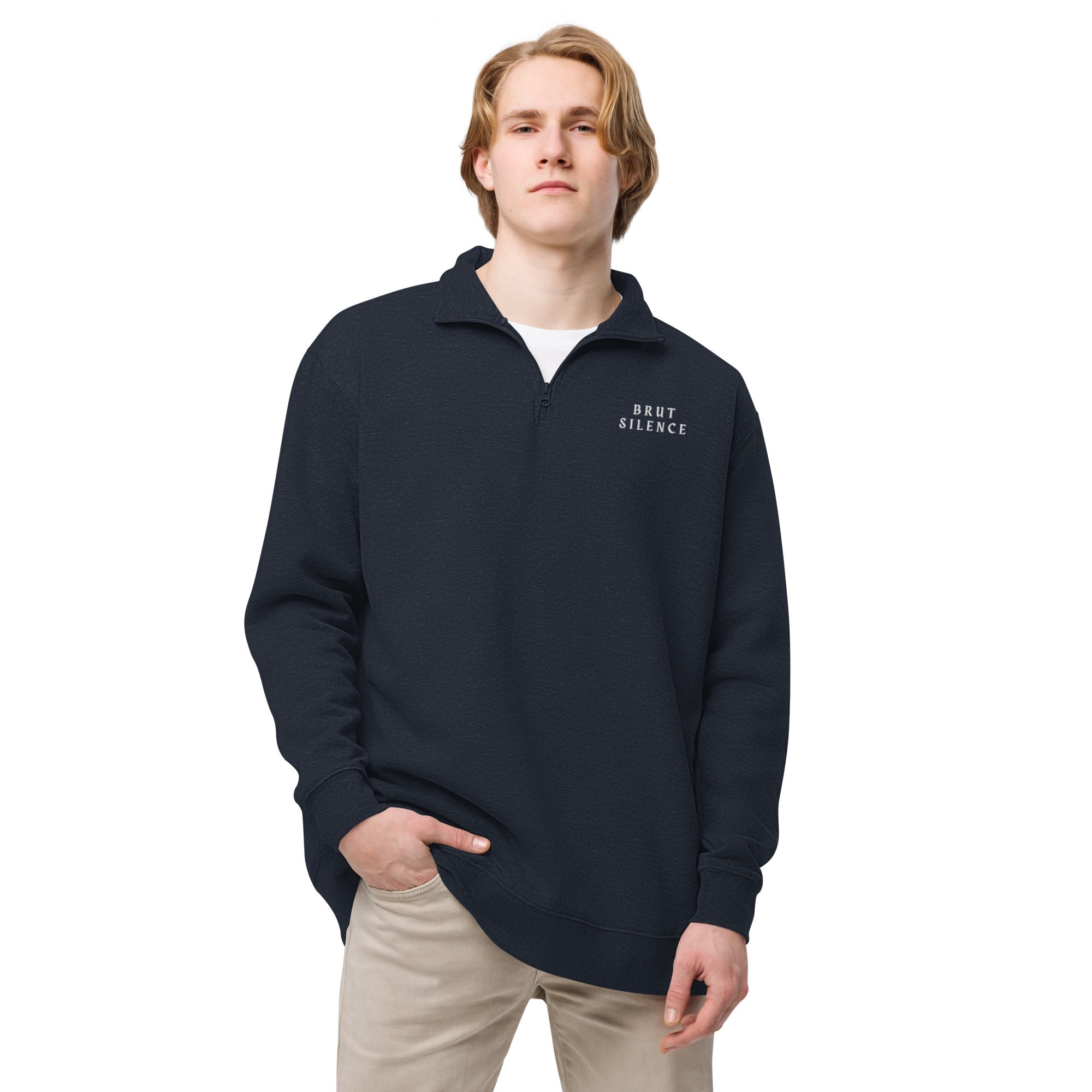 cozy fleece pullover relaxed fit on model