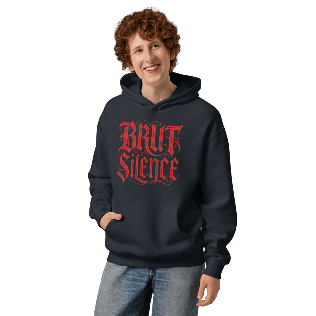Medieval Red Logo Box Hoodie – Premium Men's Streetwear - Brut Silence