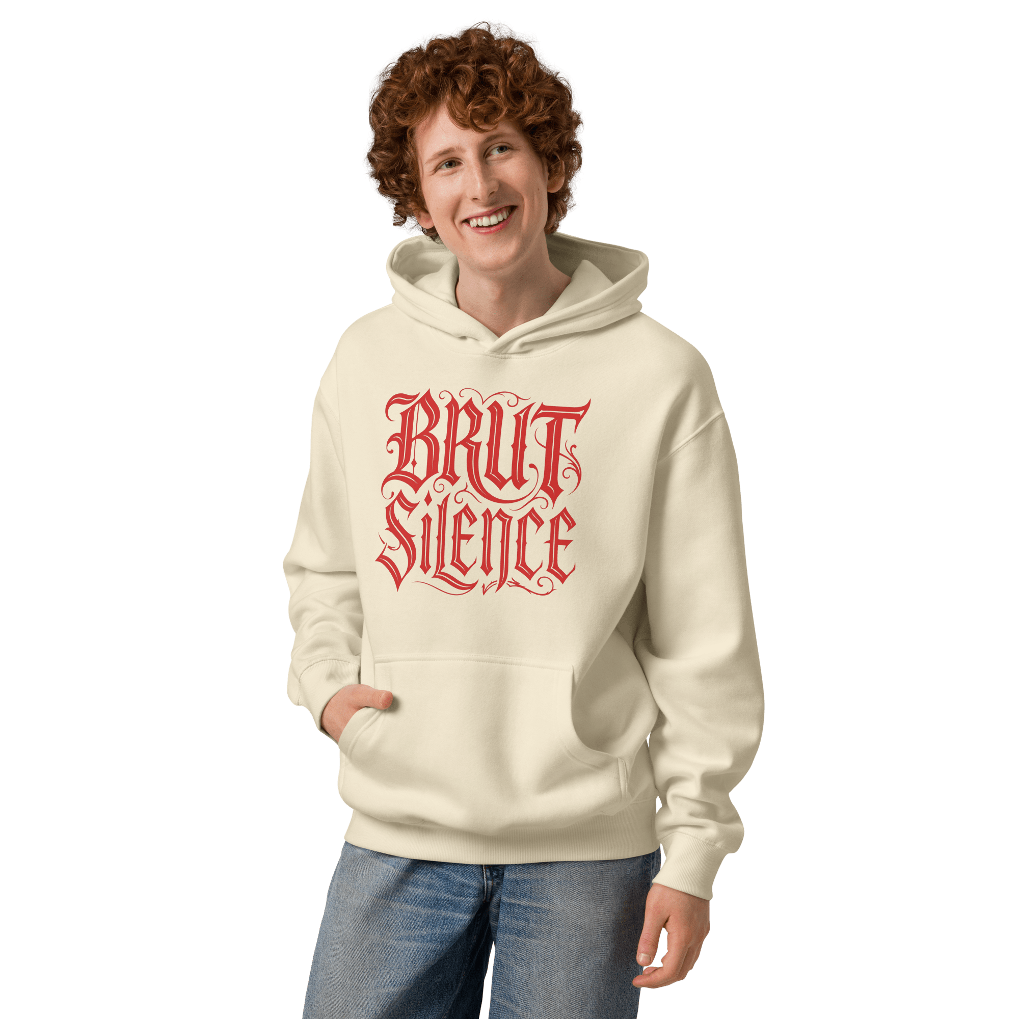 Medieval Red Logo Box Hoodie – Premium Men's Streetwear - Brut Silence