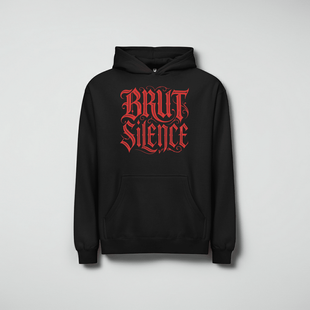 Medieval Red Logo Box Hoodie – Premium Men's Streetwear - Brut Silence