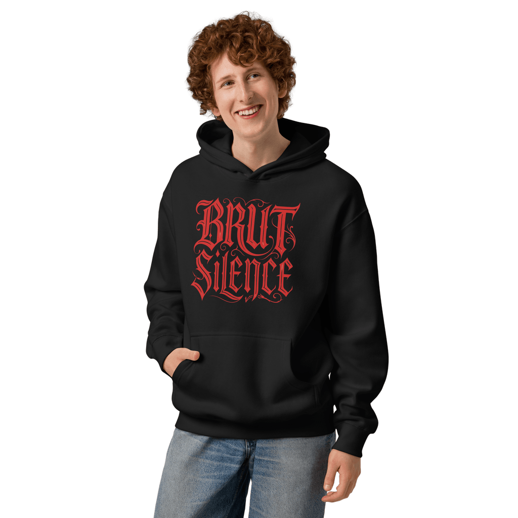 Medieval Red Logo Box Hoodie – Premium Men's Streetwear - Brut Silence