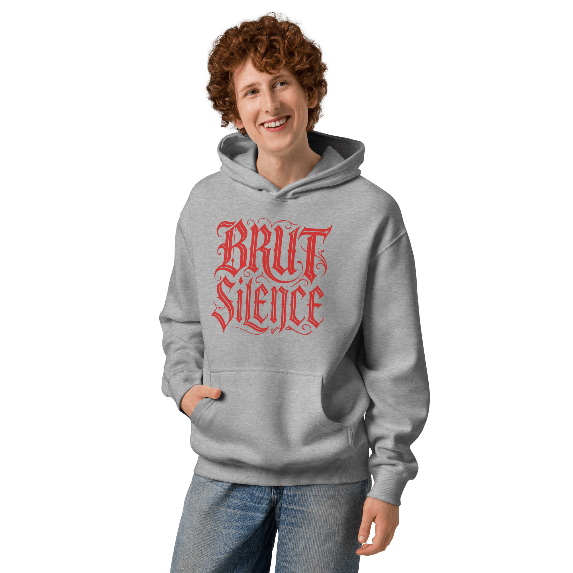Medieval Red Logo Box Hoodie – Premium Men's Streetwear - Brut Silence