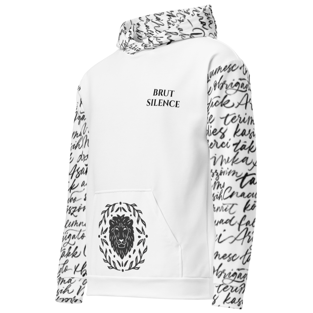 Unisex Cotton Hoodie – Manuscript Print - Brut Silence